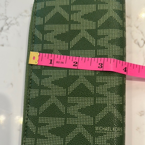 Michael Kors Forest Green Wallet with tan interior with Gold Accents - Picture 8 of 9